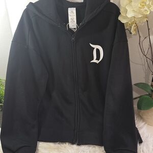 DISNEY Authentic Original Est. 1955 Zip-Up Black Hoodie with Logo, Size 2X